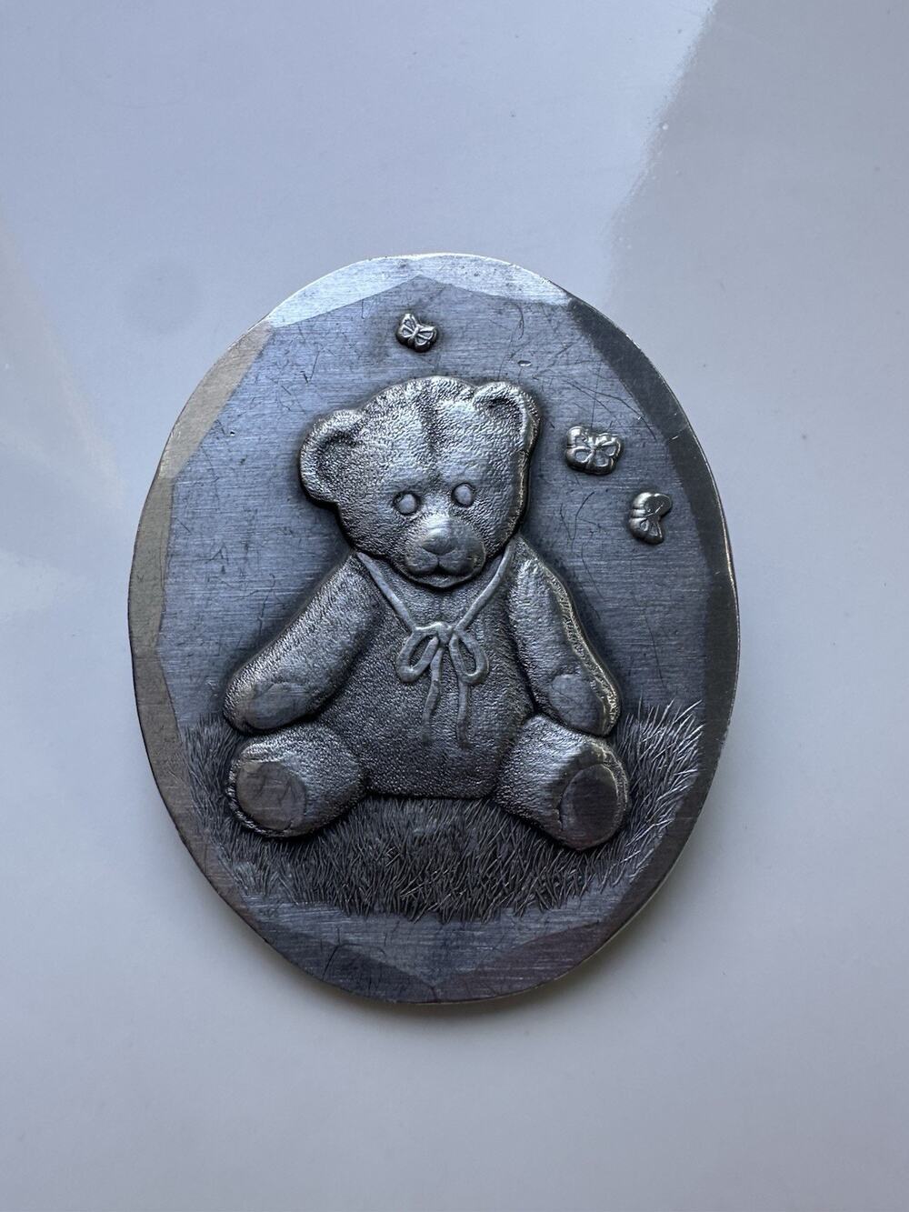 Vintage Wendell August Forge Handmade Teddy Bear Pendent/Pin Altered Metal